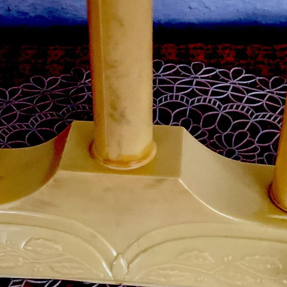 Vintage Electric 3 Light Tiered Christmas Window Candle Candelabra Dripping Wax